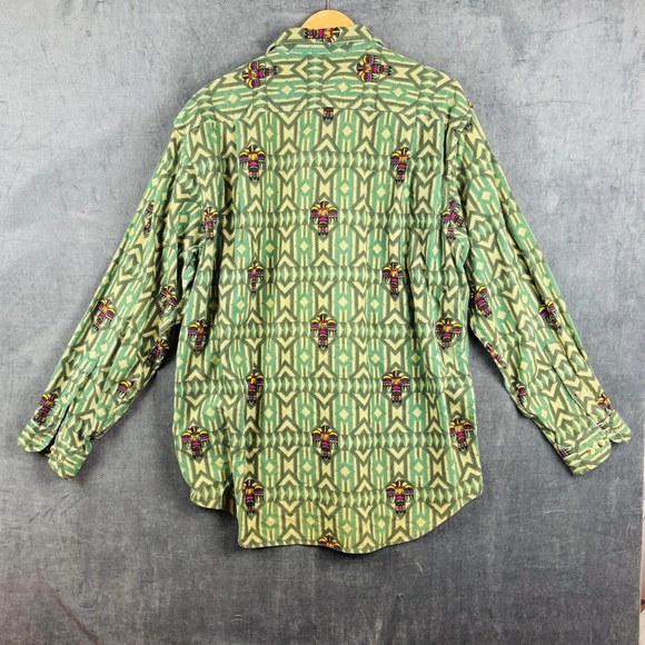 VTG EUC Nautica Men’s Green Patterned Casual Flannel Button Down Shirt Sz XL - Picture 6 of 7
